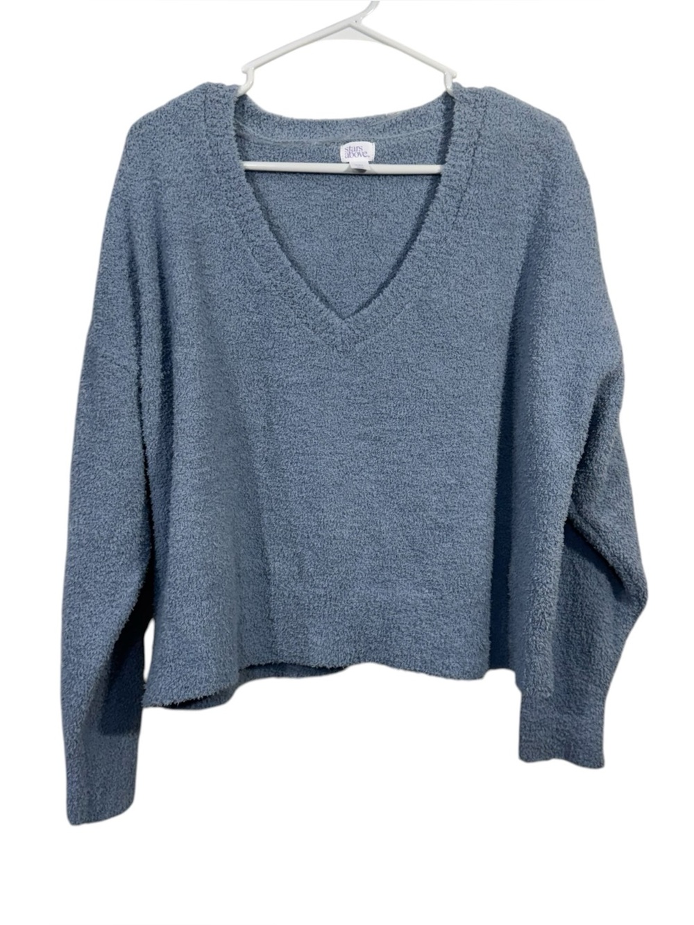 NWT Stars Above Baby Blue Cozy V-Neck Cropped Cozy Yarn Sweater